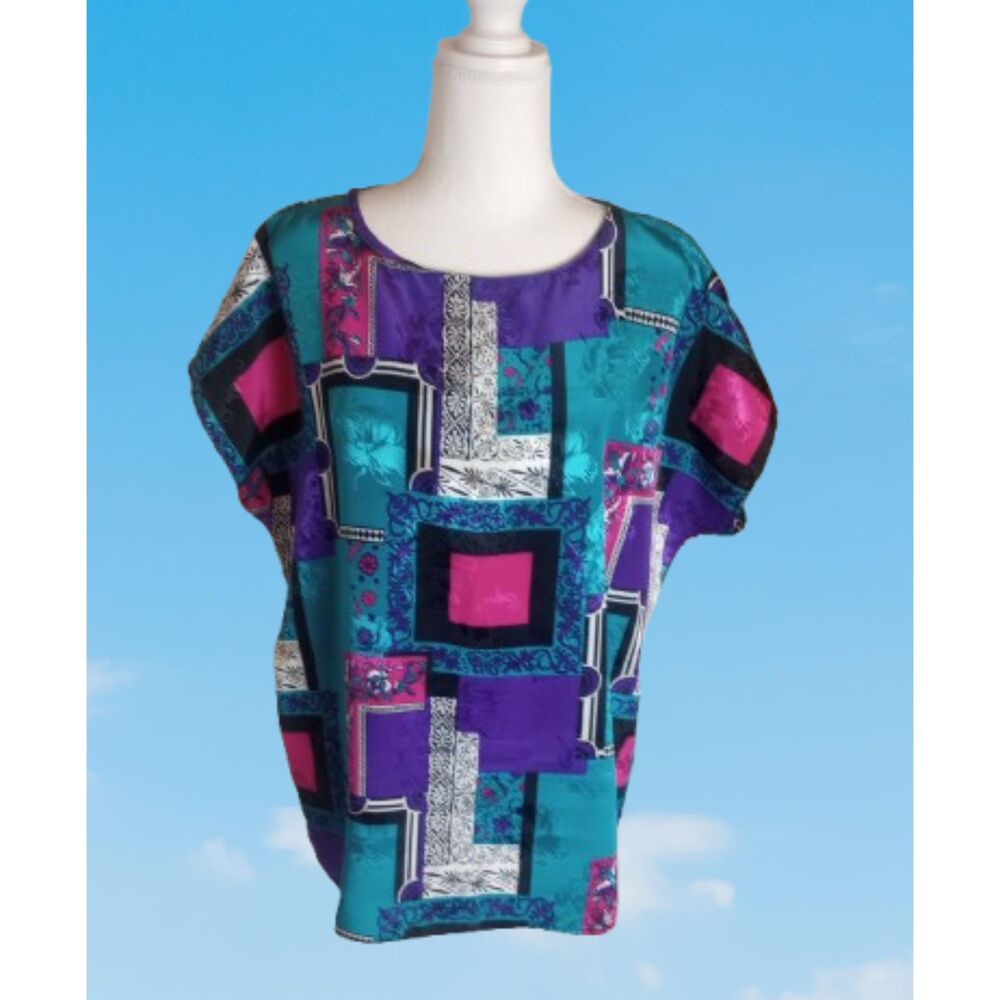 Women's Color Block Satin Top / Size